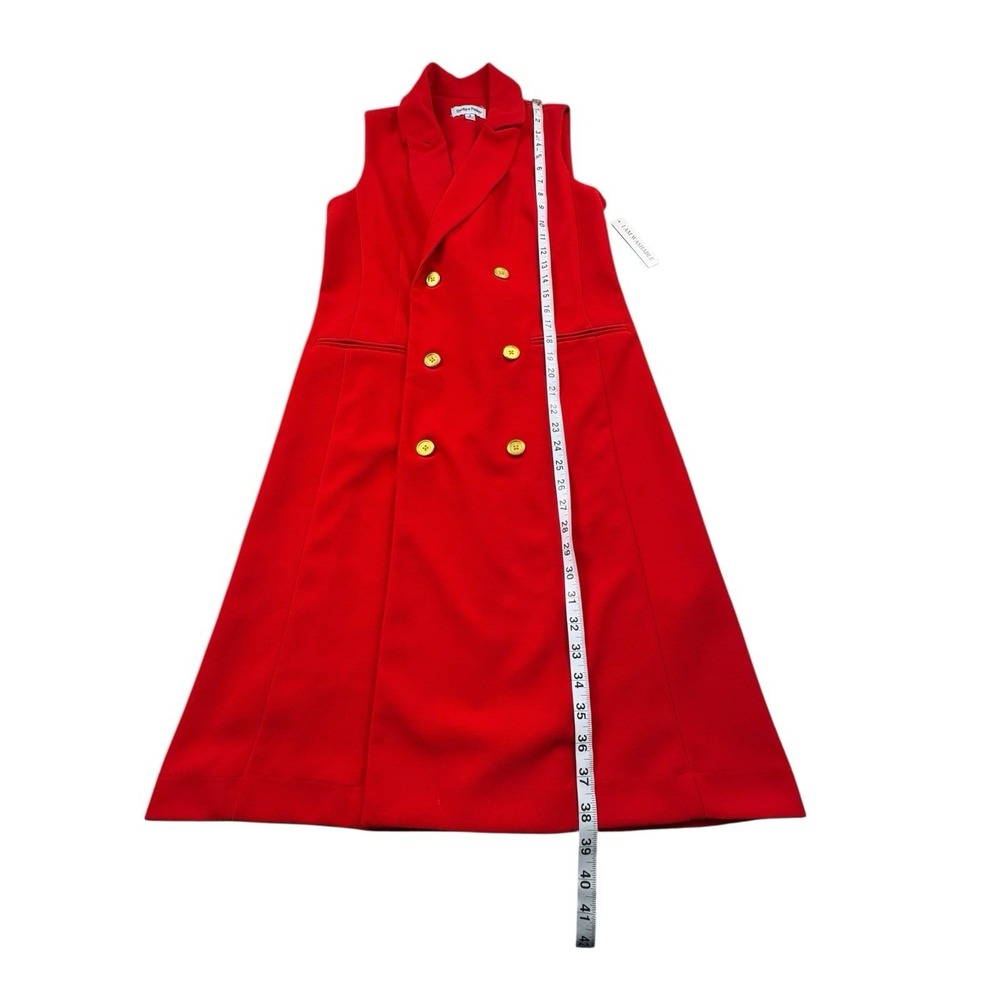 Shelby + Palmer Red Sleeveless Blazer Dress Gold Buttons Size 8 NWT - Picture 6 of 8